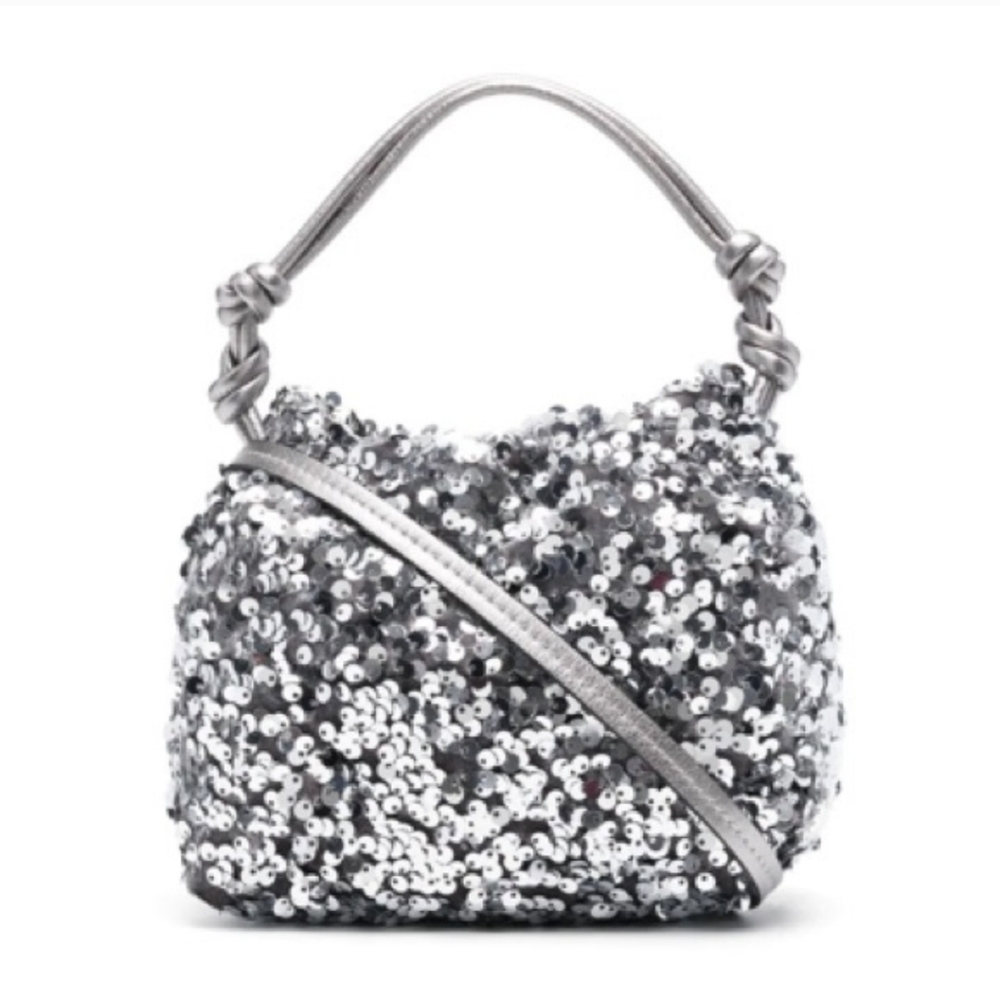 DOROTHEE SCHUMACHER Softly Sparkles Silver Sequin Mini Pouch Bag ~ NWOT!